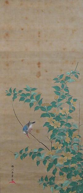 Kingfisher On A Branch Of Yamabuki — Katsukawa Shunshō