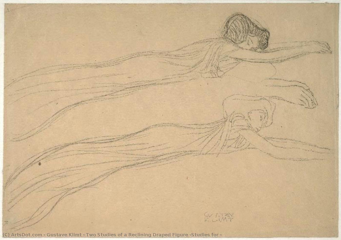 Two Studies Of A Reclining Draped Figure (studies For — Gustav Klimt