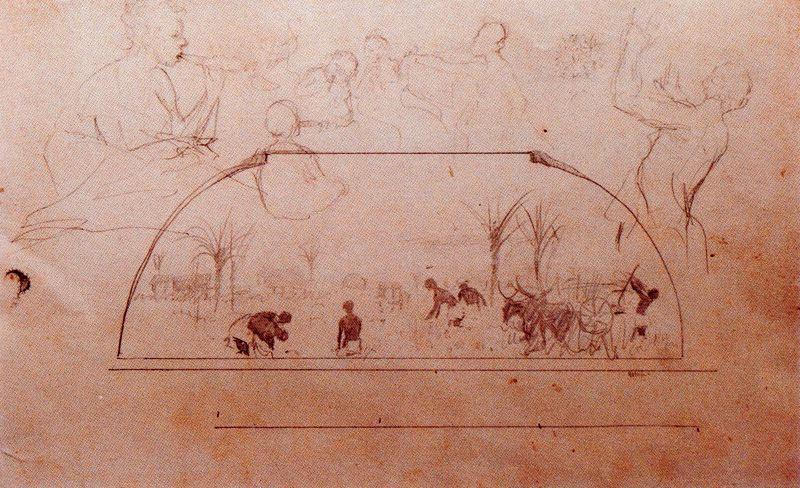 Sketch For Allegory Of Tobacco 1 — Ovidio Murguía De Castro