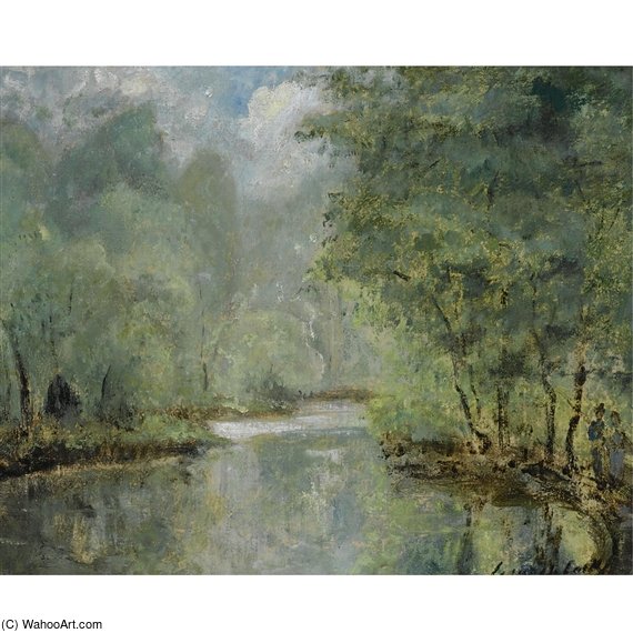 Figures On The Banks Of The River Epte Near Gasny — Cesar De Cock