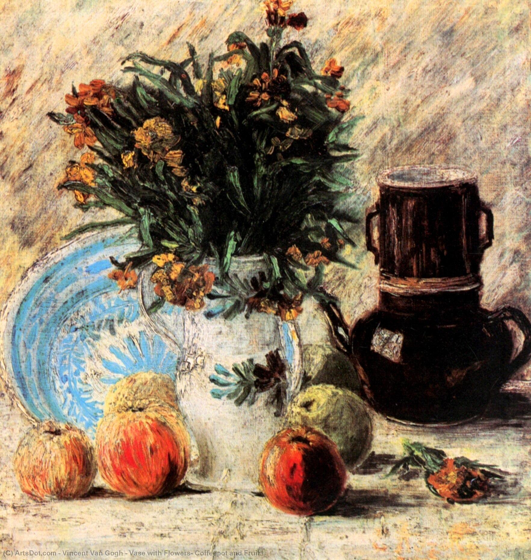 Vase With Flowers, Coffeepot And Fruit — Vincent Willem Van Gogh