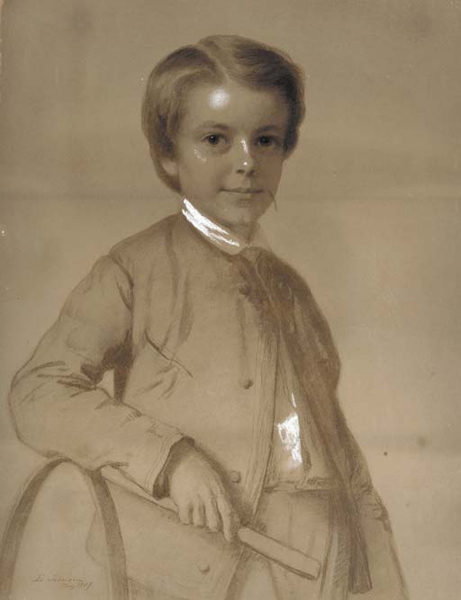 Portrait Of A Young Boy With Hoop And Stick — Jonathan Eastman Johnson