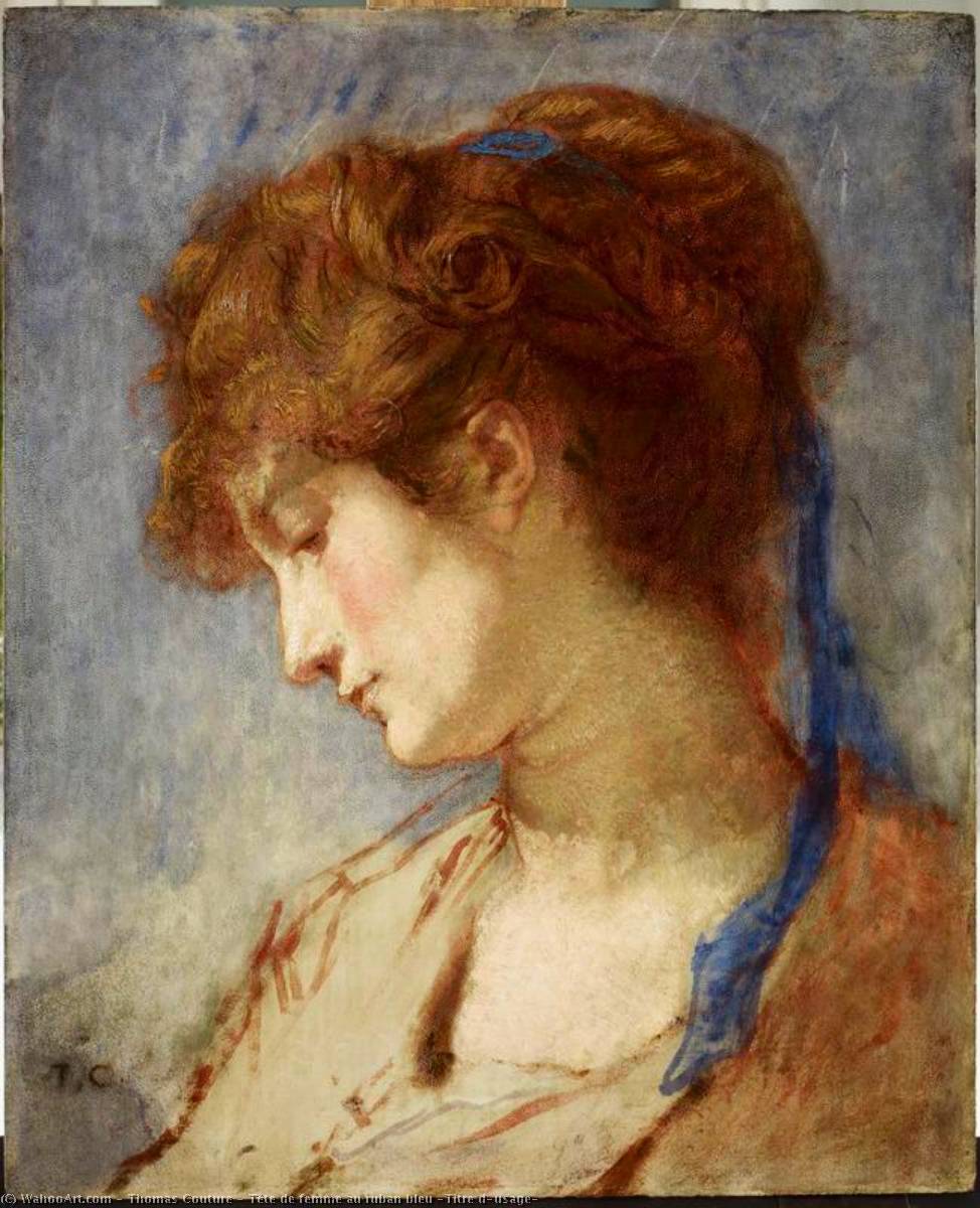 Tête De Femme Au Ruban Bleu (titre D'usage) — Thomas Couture