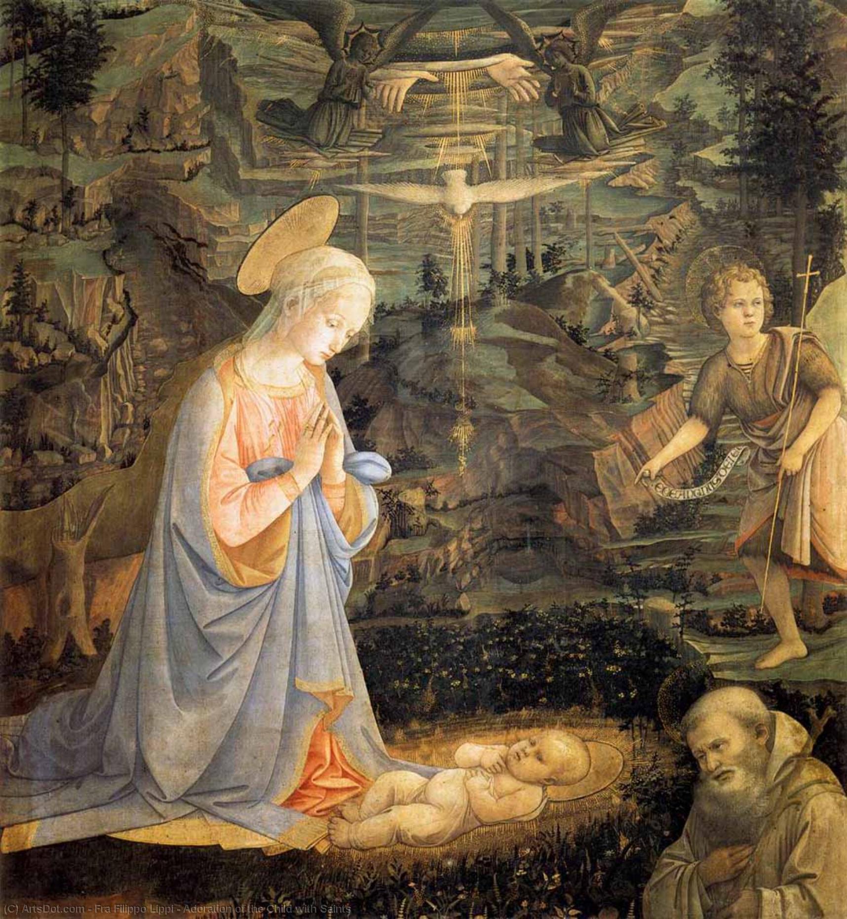 Anbetung Des Kindes Mit Heiligen — Filippo Lippi