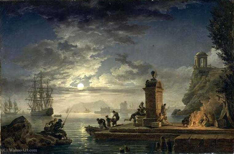 Marine, Night Effect — Charles Francois Lacroix De Marseille