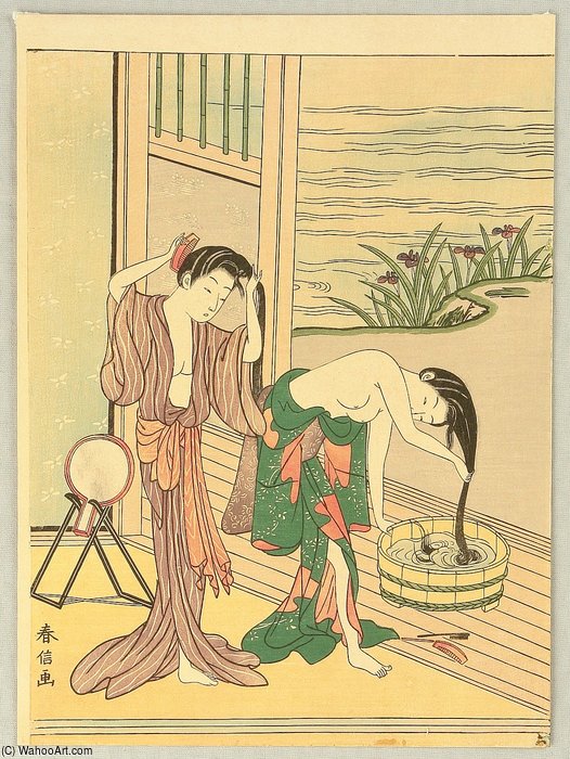 Washing Hairs — Судзуки Харунобу