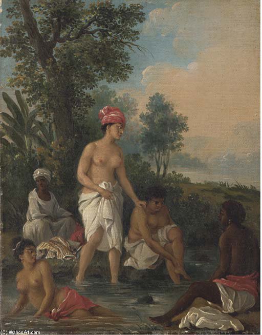 Free Women Of Dominica Bathing In A Stream — Agostino Brunias
