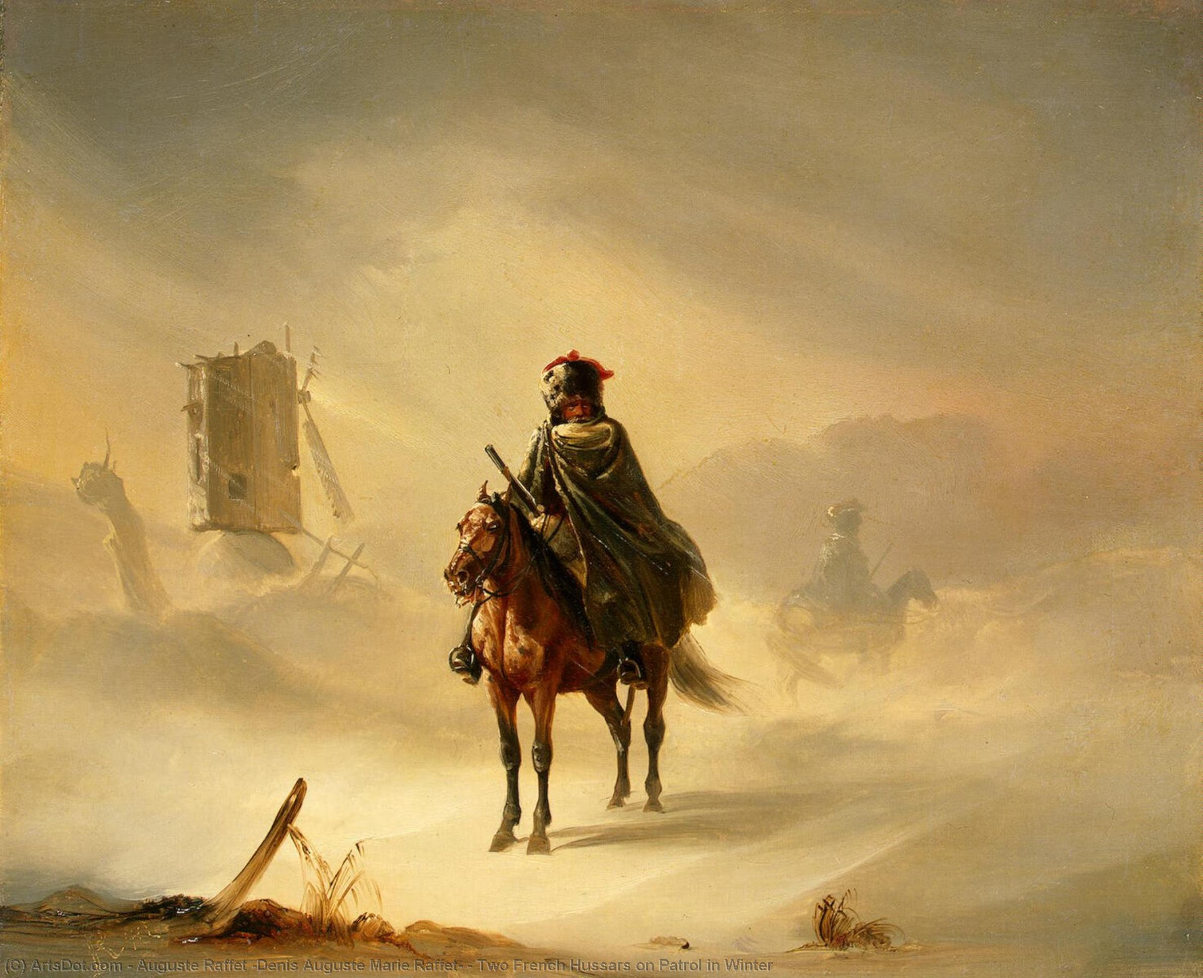 Two French Hussars On Patrol In Winter — Auguste Raffet