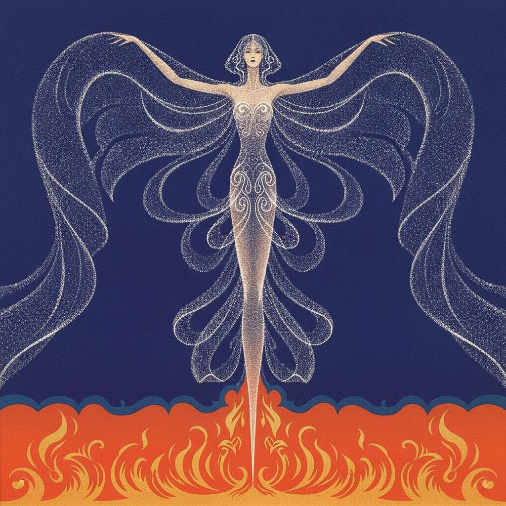 Starlit Figure Rising Above Gilded Embers — Valentin Laurent De Courcey
