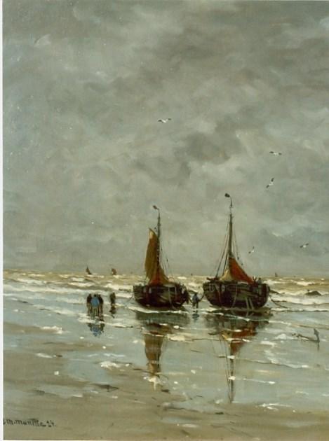 Bommen En Vissersvolk Op Het Strand — Gerhard Morgenstjerne Munthe
