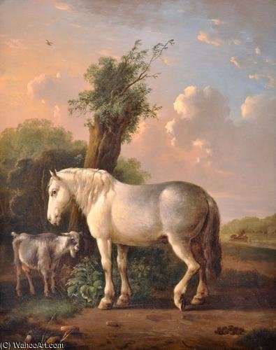 A Dappled Grey And Goat Resting By The Bank Of A Stream — Andries Vermeulen