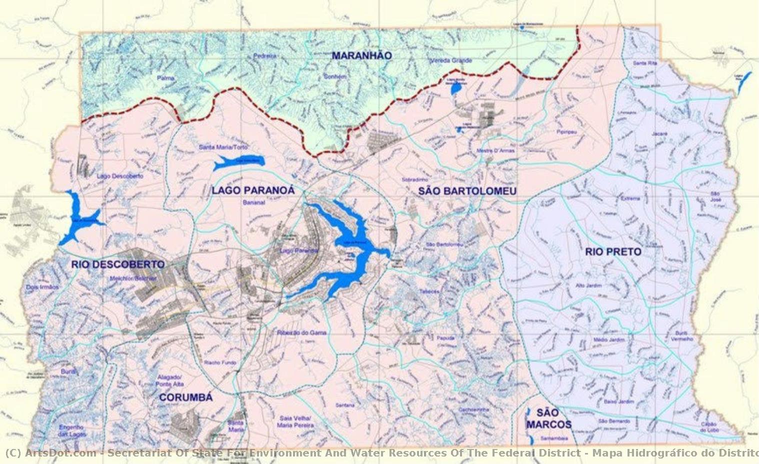 Mapa Hidrográfico Do Distrito Federal — Secretariat Of State For Environment And Water Resources Of The Federal District
