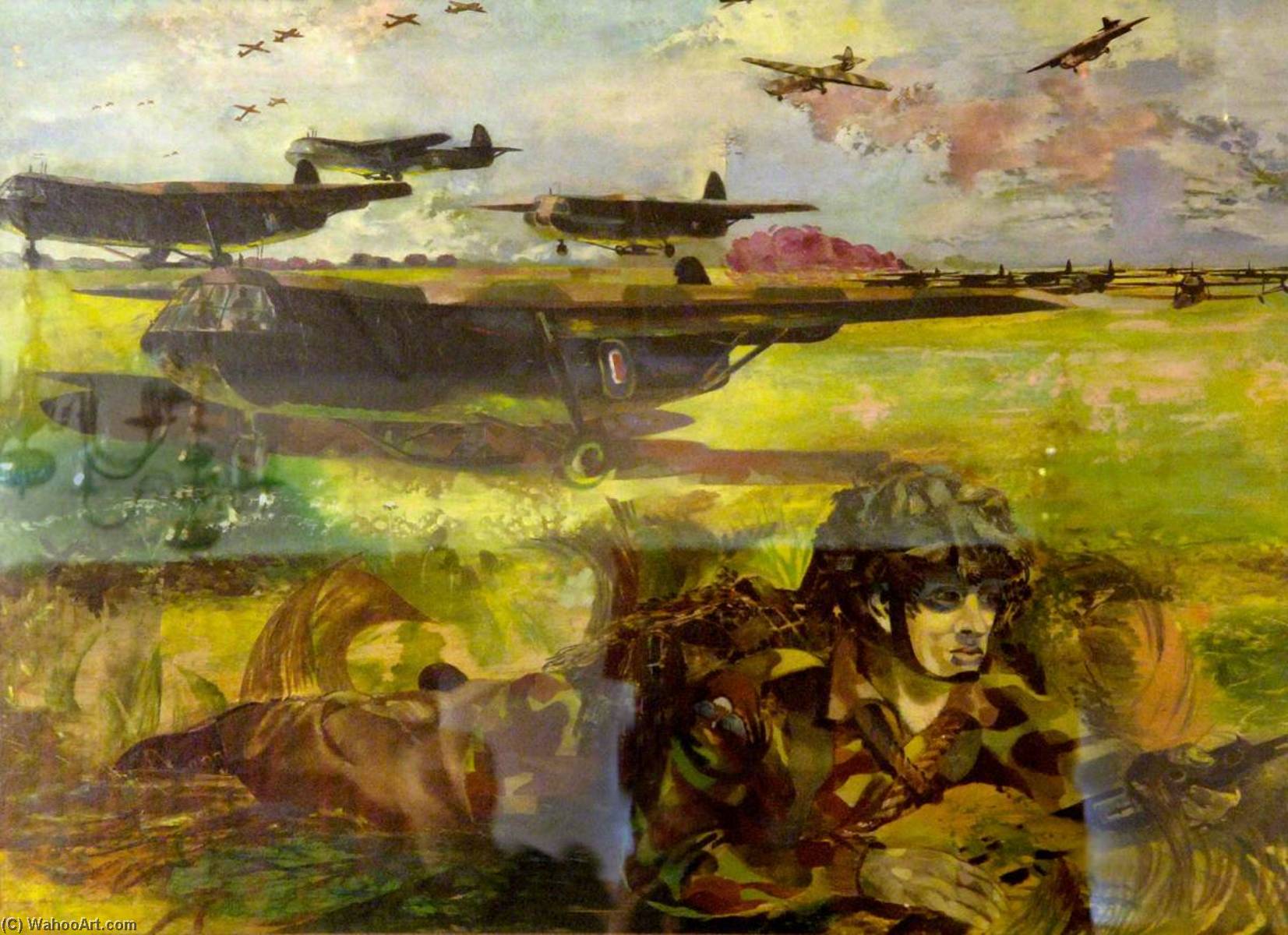 Exercise 'mush' Gliders Land On A 'captured' Airfield And Paratroops Surround The Field, Waiting For The Unloading Of The Gliders — Albert Richards