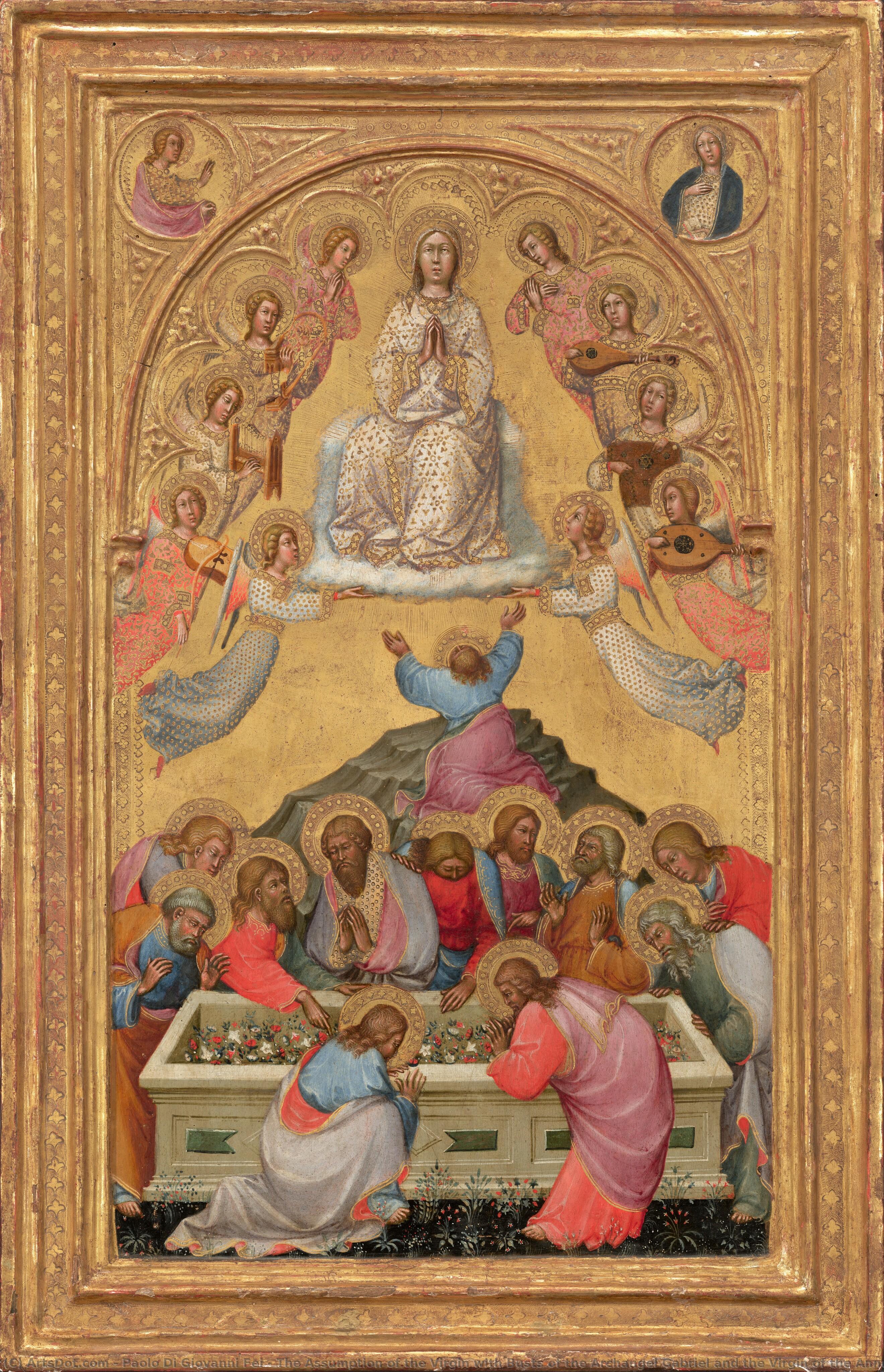 The Assumption Of The Virgin With Busts Of The Archangel Gabriel And The Virgin Of The Annunciation — Paolo Di Giovanni Fei