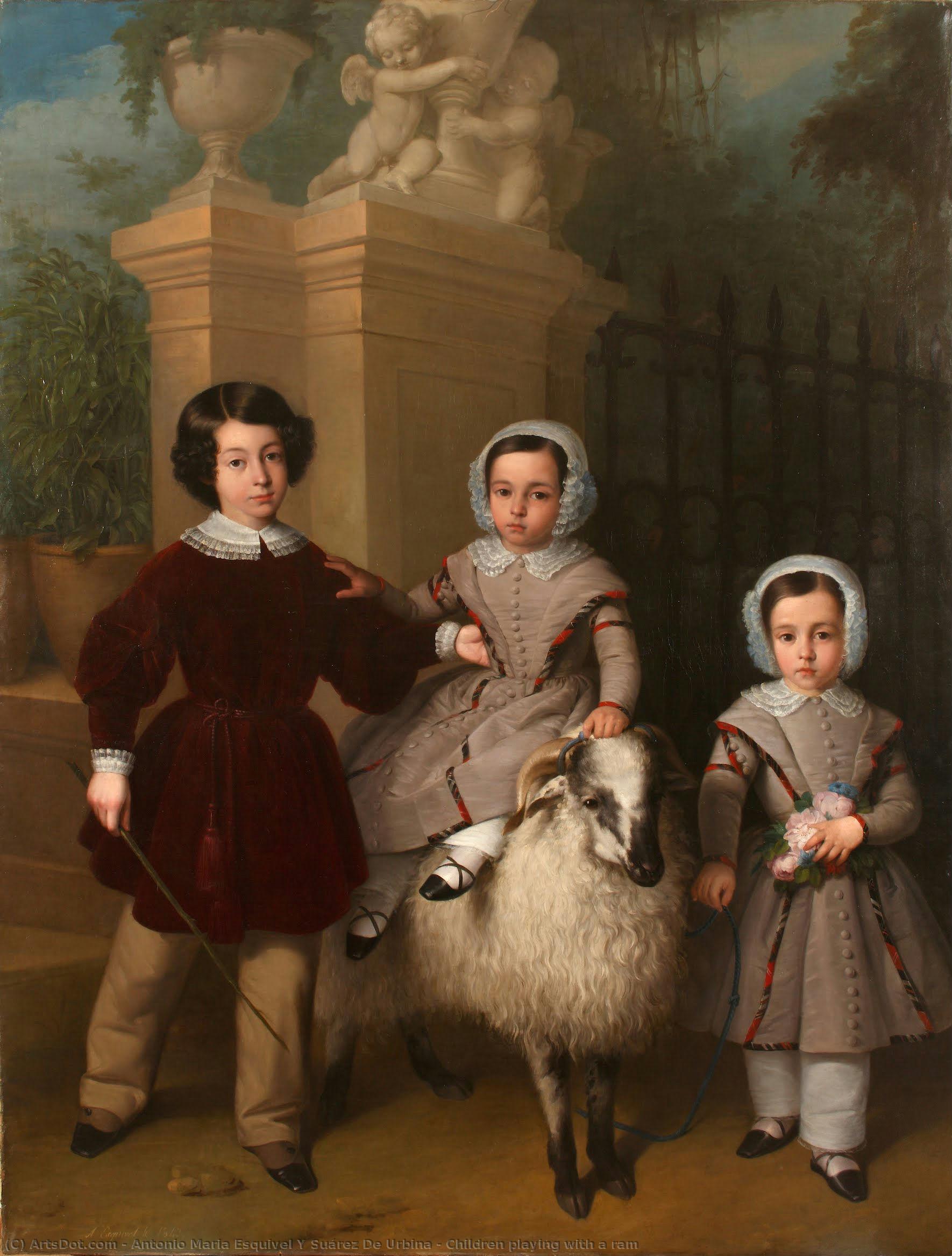 Children Playing With A Ram — Antonio Maria Esquivel Y Suárez De Urbina