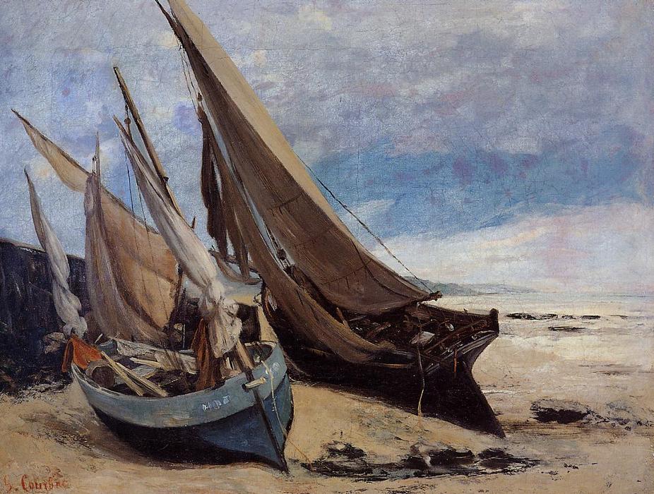 Fishing Boats On The Deauville Beach — Gustave Courbet