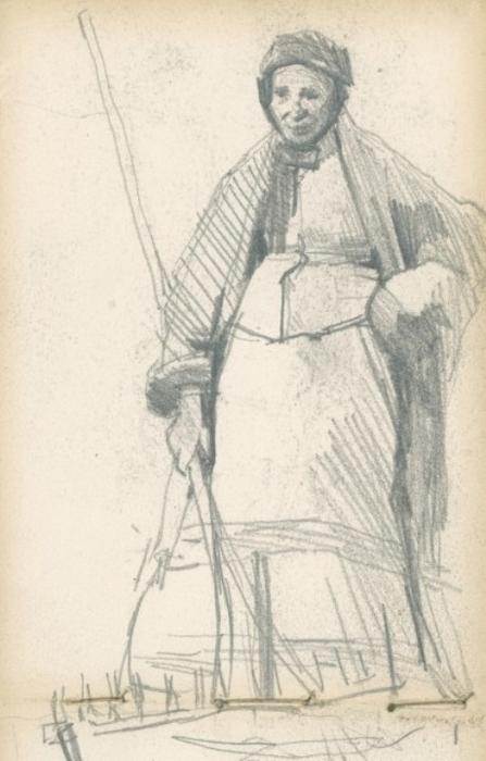 Study Of A Woman Holding A Rake — Sir George Clausen