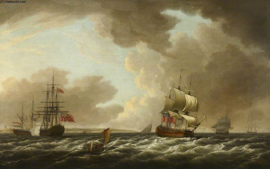 A Dutch Ship Saluting An English Flagship — Dominic Serres