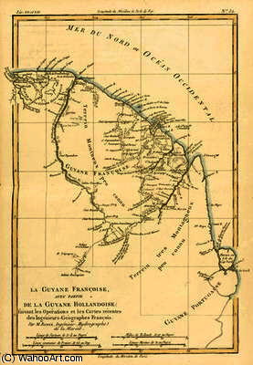 French Guyana, With Part Of Dutch Guyana, From 'atlas De Toutes Les Parties Connues Du Globe Terrest — Rigobert Bonne (charles Marie Rigobert Bonne)