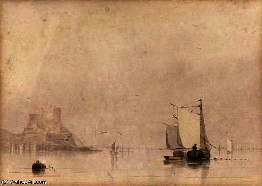Fishing Vessels Before St Michael's Mount — Anthony Vandyke Copley Fielding