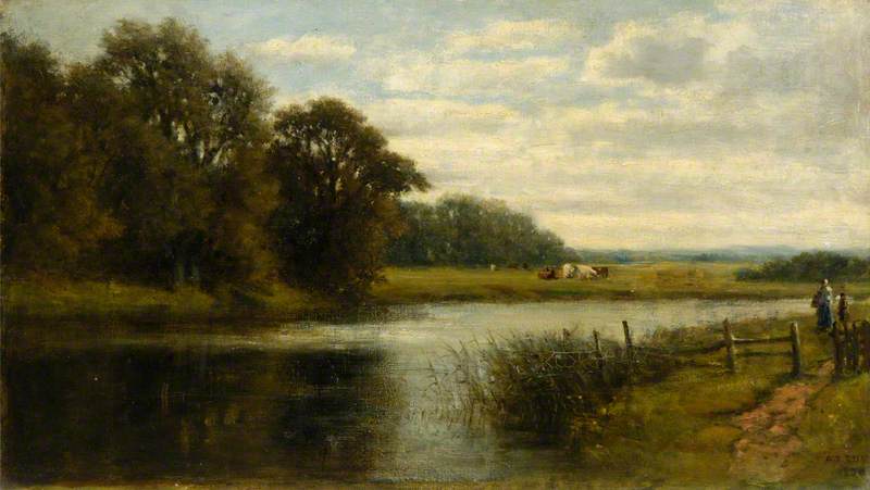 River Scene With Cows — Archibald David Reid