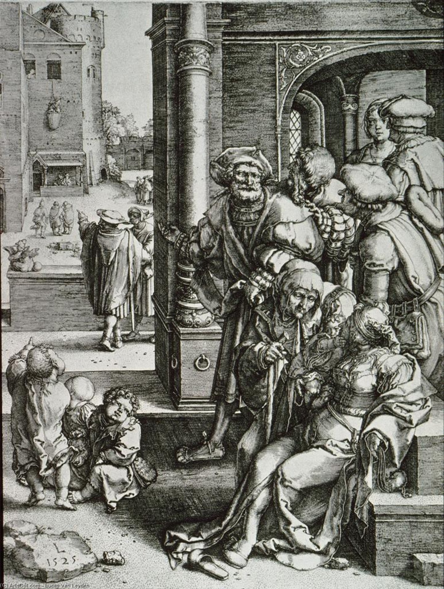 Virgil Suspended In A Basket — Lucas Van Leyden