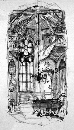 A Sketch Of The Artist's Oberwesel Studio — Carl Haag