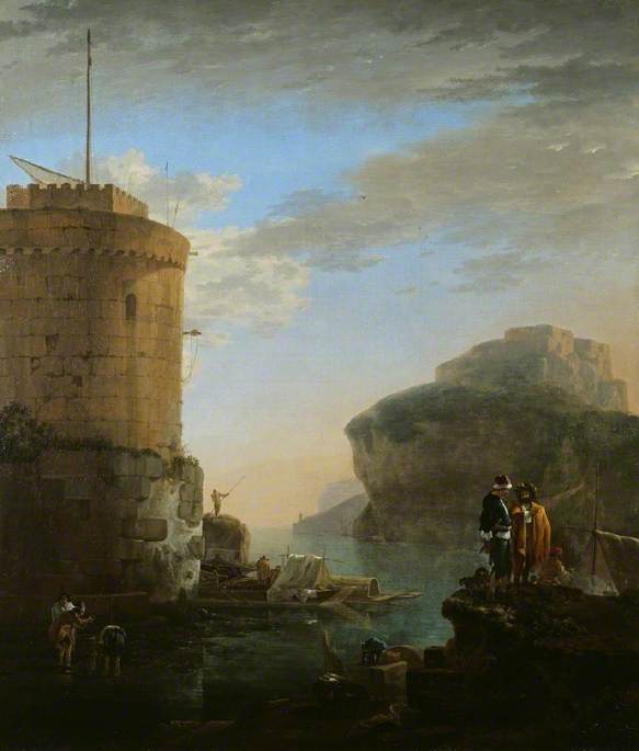 A Mediterranean Coastal View With Shipping And Mariners By A Fort — Jan Asselijn
