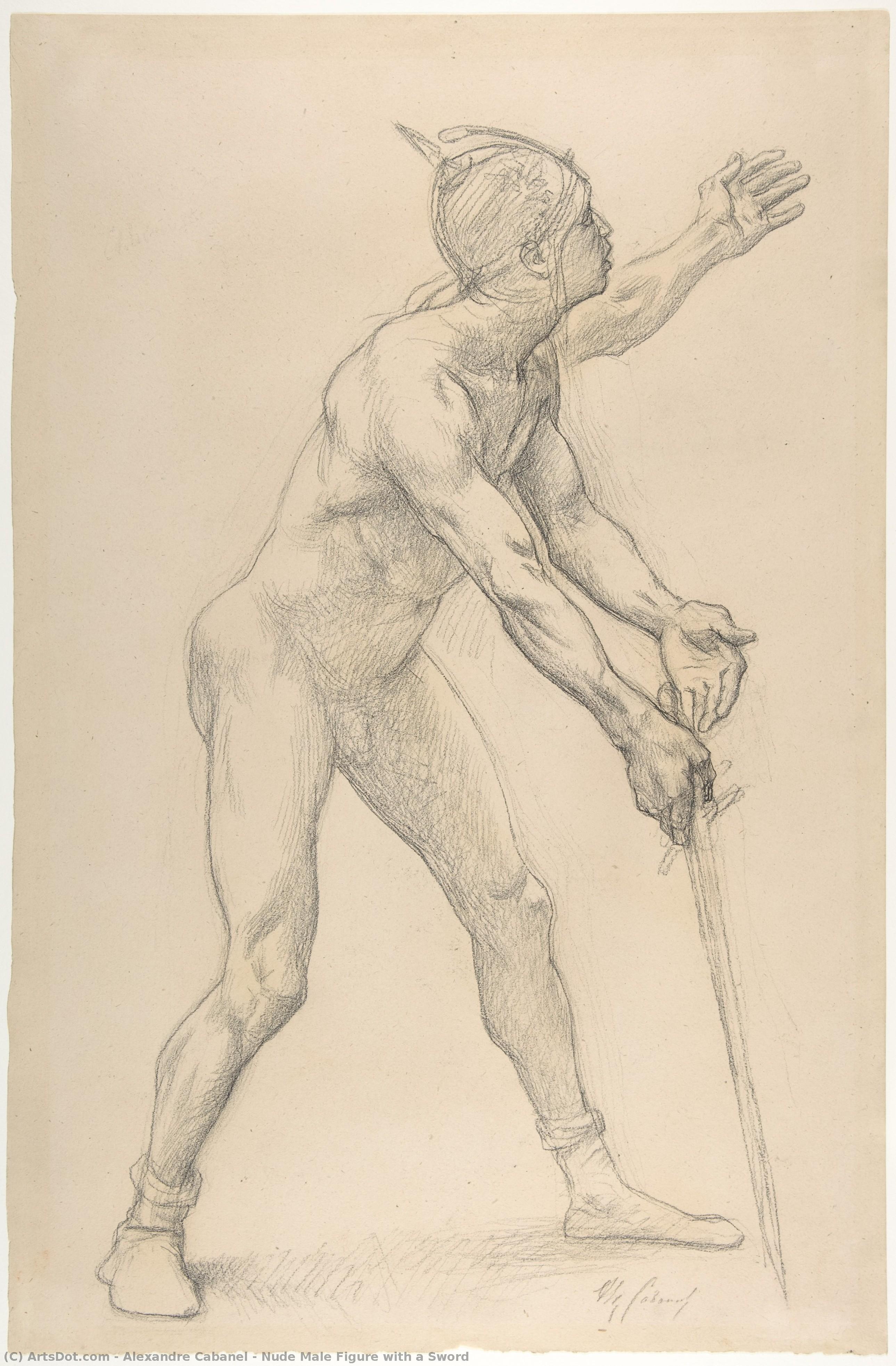 Nude Male Figure With A Sword — Alexandre Cabanel