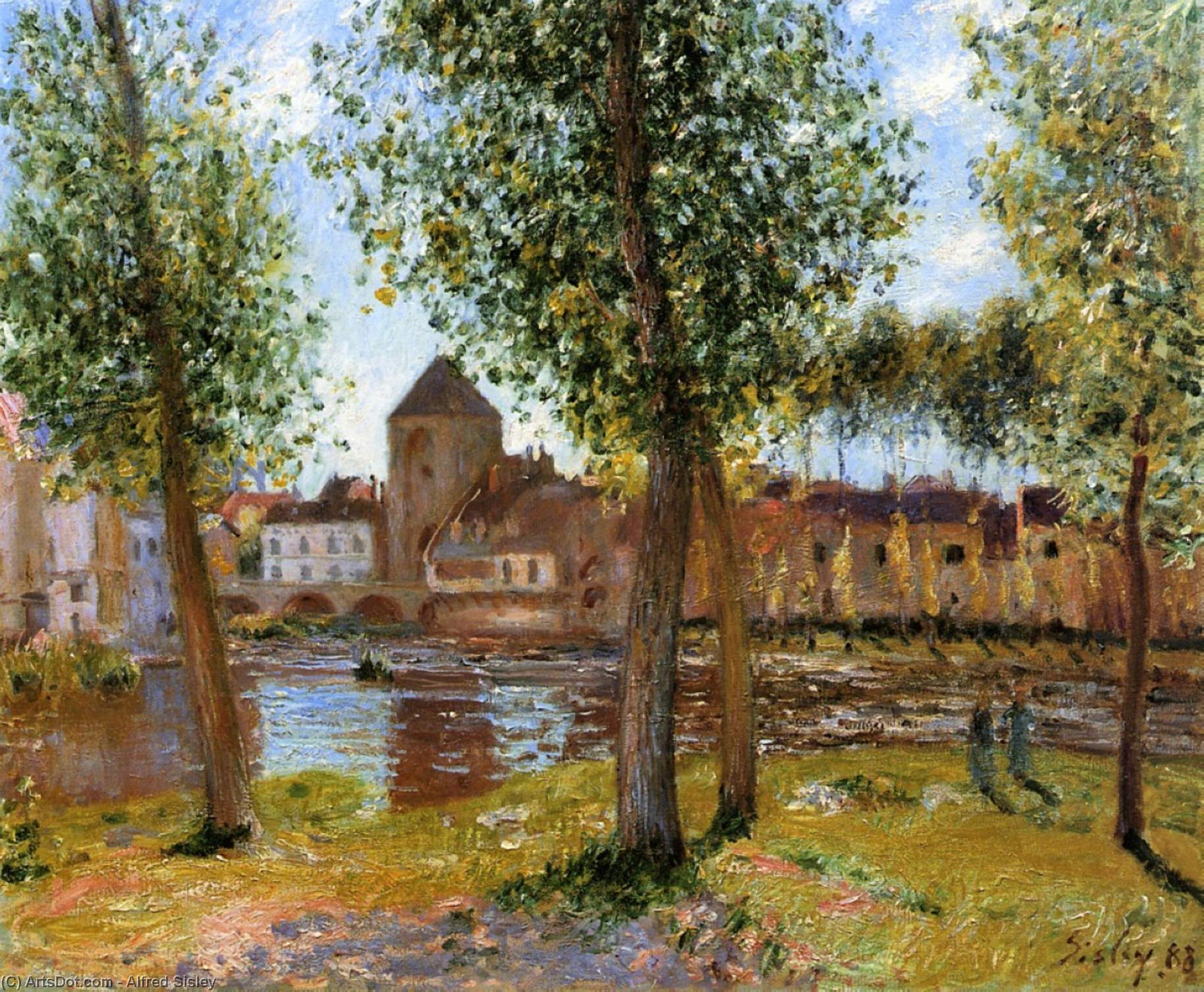 Poplars A Moret Sur Loing, An August Afternoon — アルフレッド・シスレー