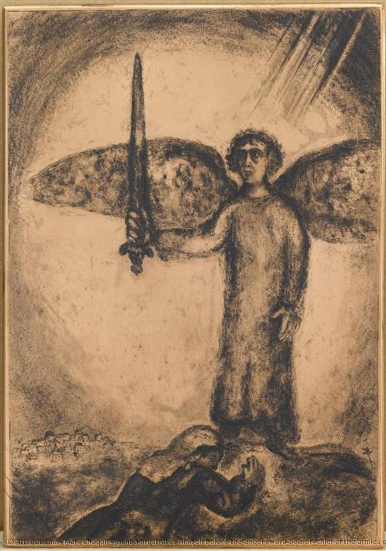 Josua Wirft Sich Nieder Vor Dem Engels-schwertträger, Dem Heerführer Des Herrn (josua V, 13-15) — Marc Chagall