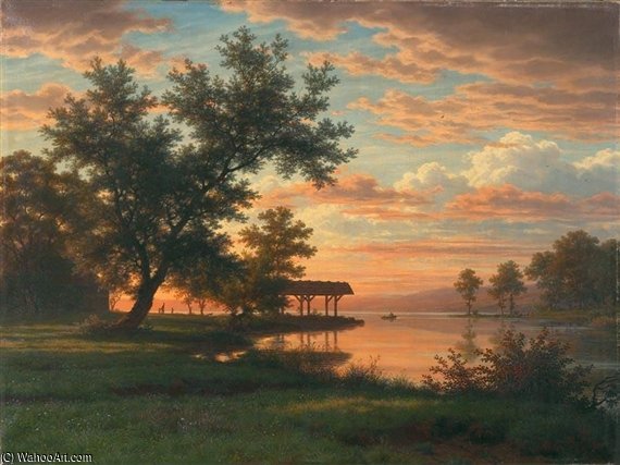 Abendstimmung Am Seeufer Evening On The Lakeside — Robert Zund