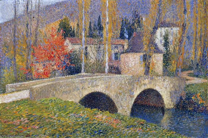 Le Pont De Labastide Du Vert En Automne — Henri Jean Guillaume Martin
