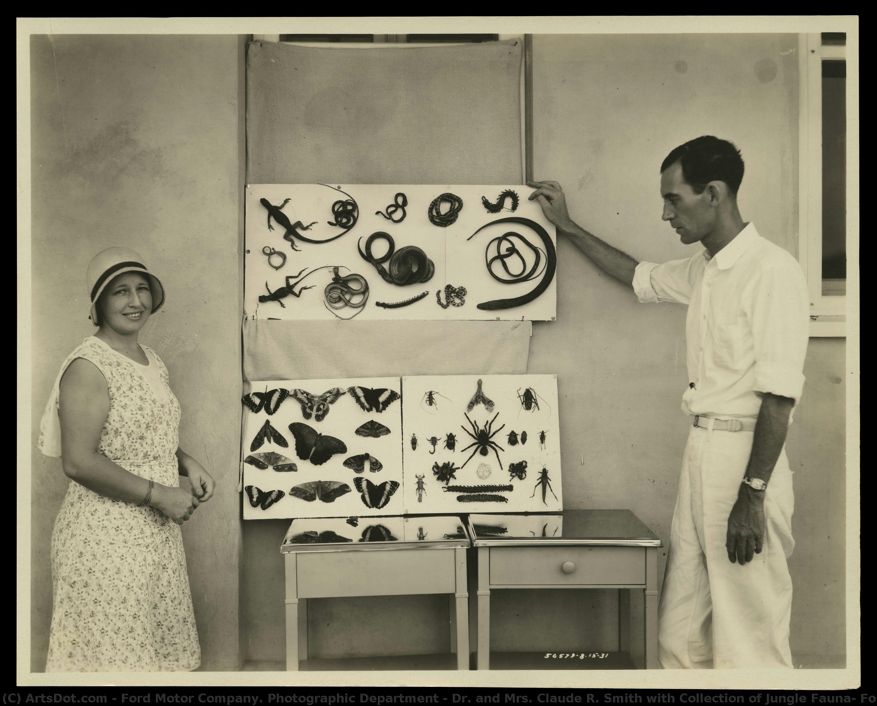 Dr. And Mrs. Claude R. Smith With Collection Of Jungle Fauna, Fordlandia, 1931 — Ford Motor Company. Photographic Department
