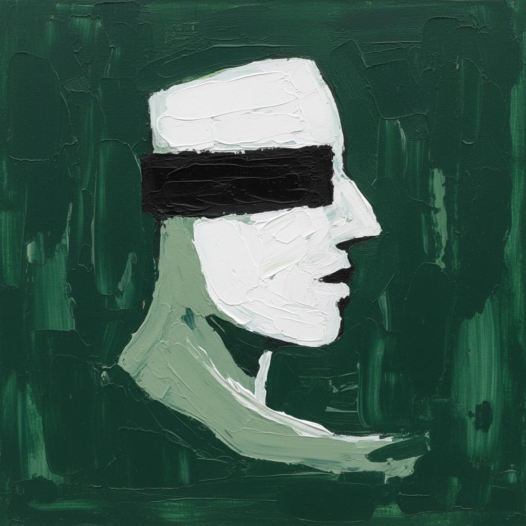 Fragmented Silence: A Monumental Study In Impasto White And Deep Forest Green — Laurent Fabre
