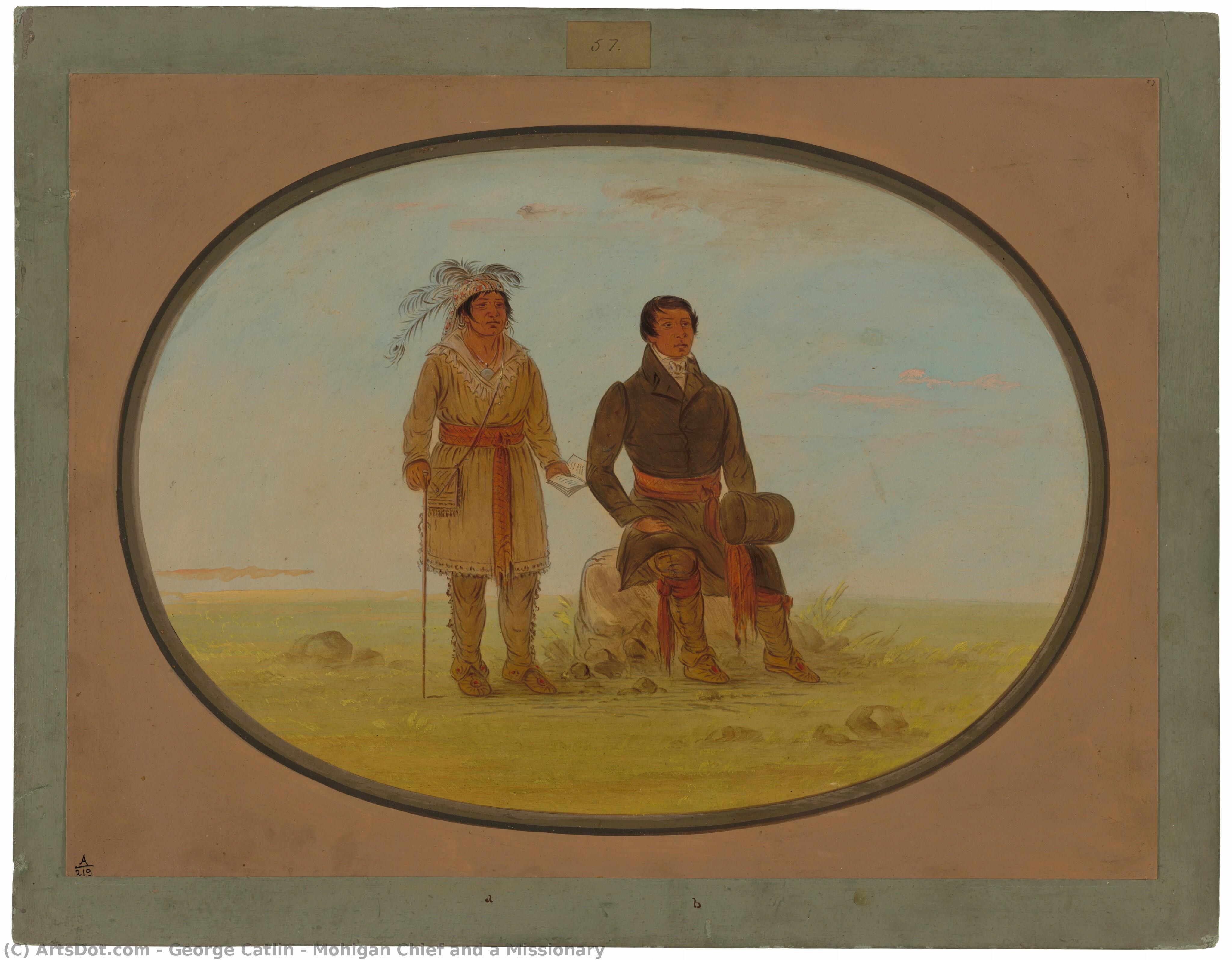 Mohigan Chief And A Missionary — George Catlin