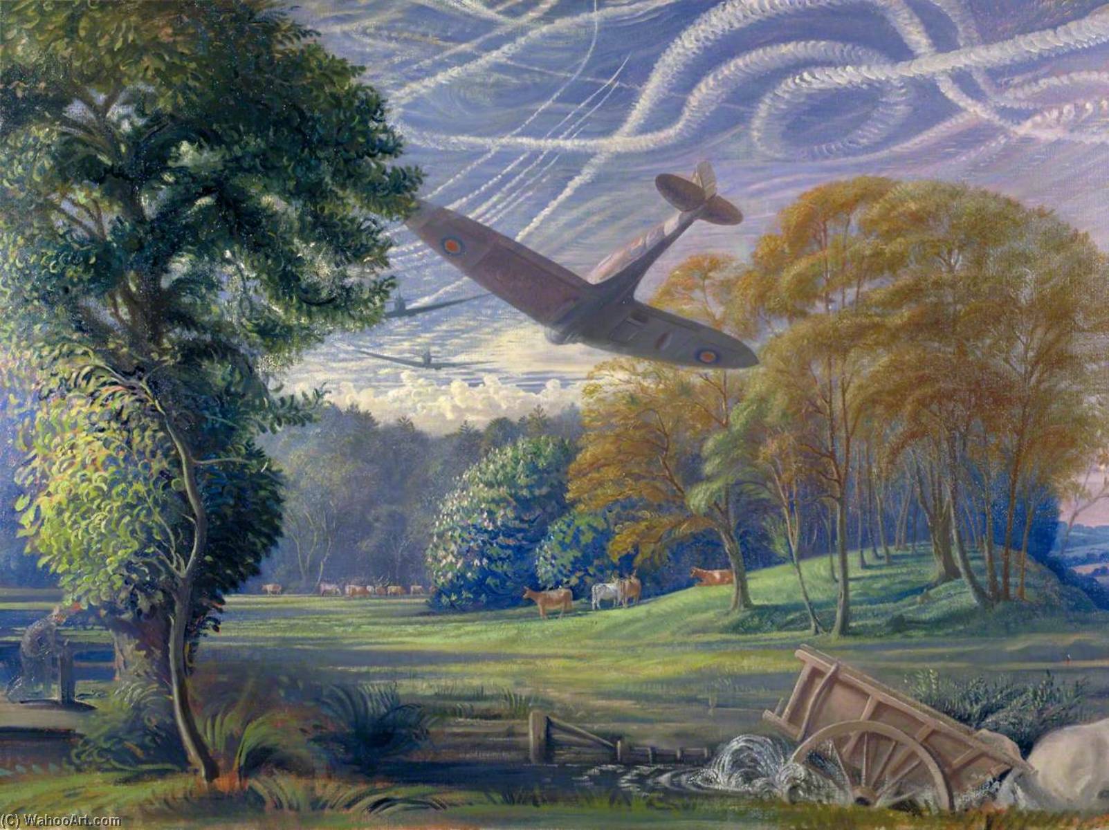 Southern England Spitfires Attacking Flying Bombs — Walter Thomas Monnington