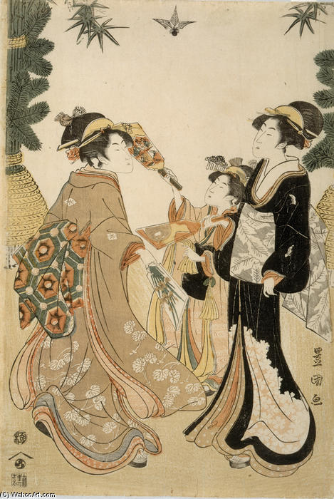 Three Beauties Playing Battledore And Shuttlecock — Utagawa Toyokuni