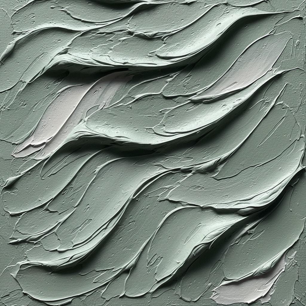 Sculpted Serenity In Sage: A Monumental Study Of Rhythmic Impasto Waves — David Moreau