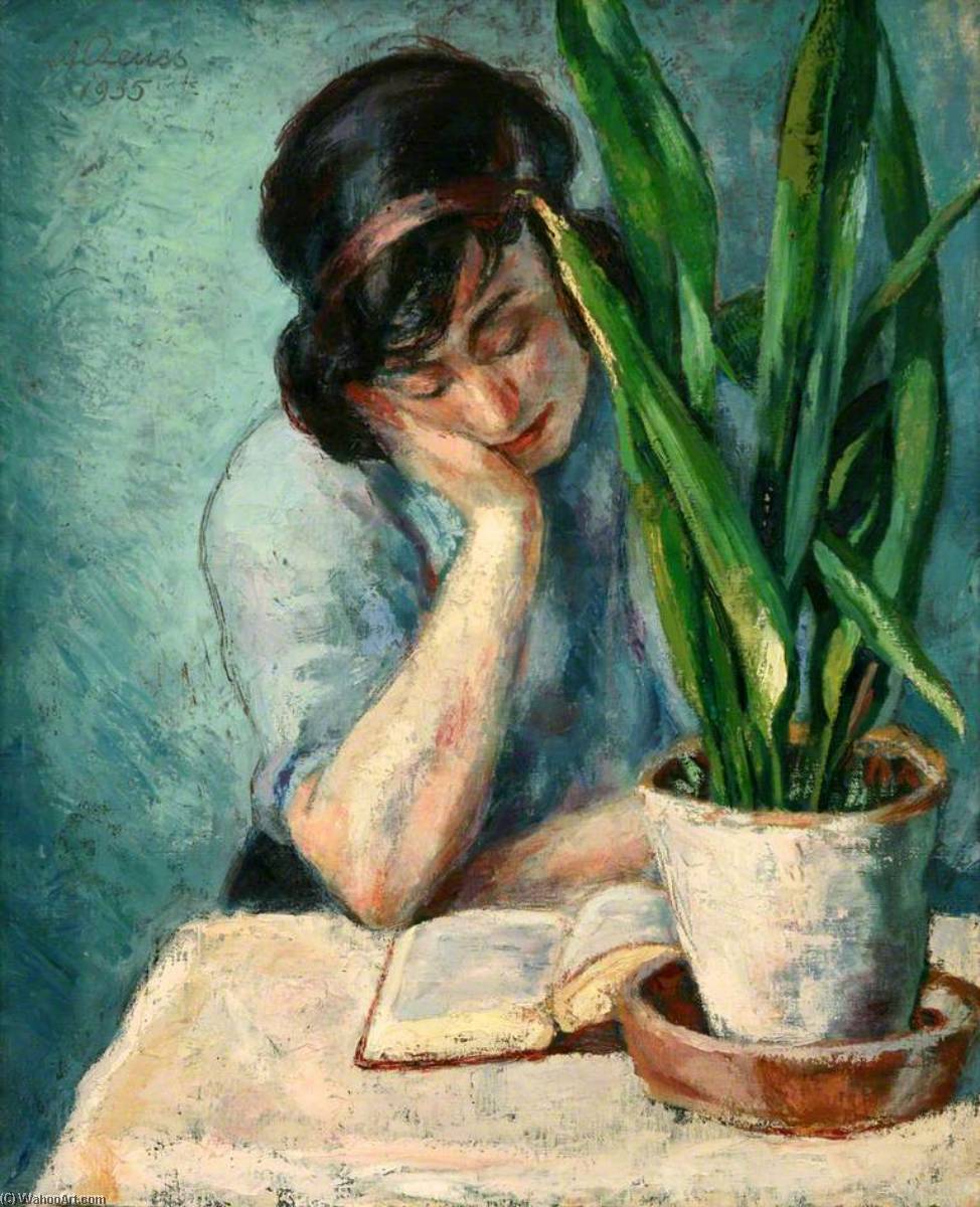 Woman Reading With Mother In Law's Tongue — Albert Reuss