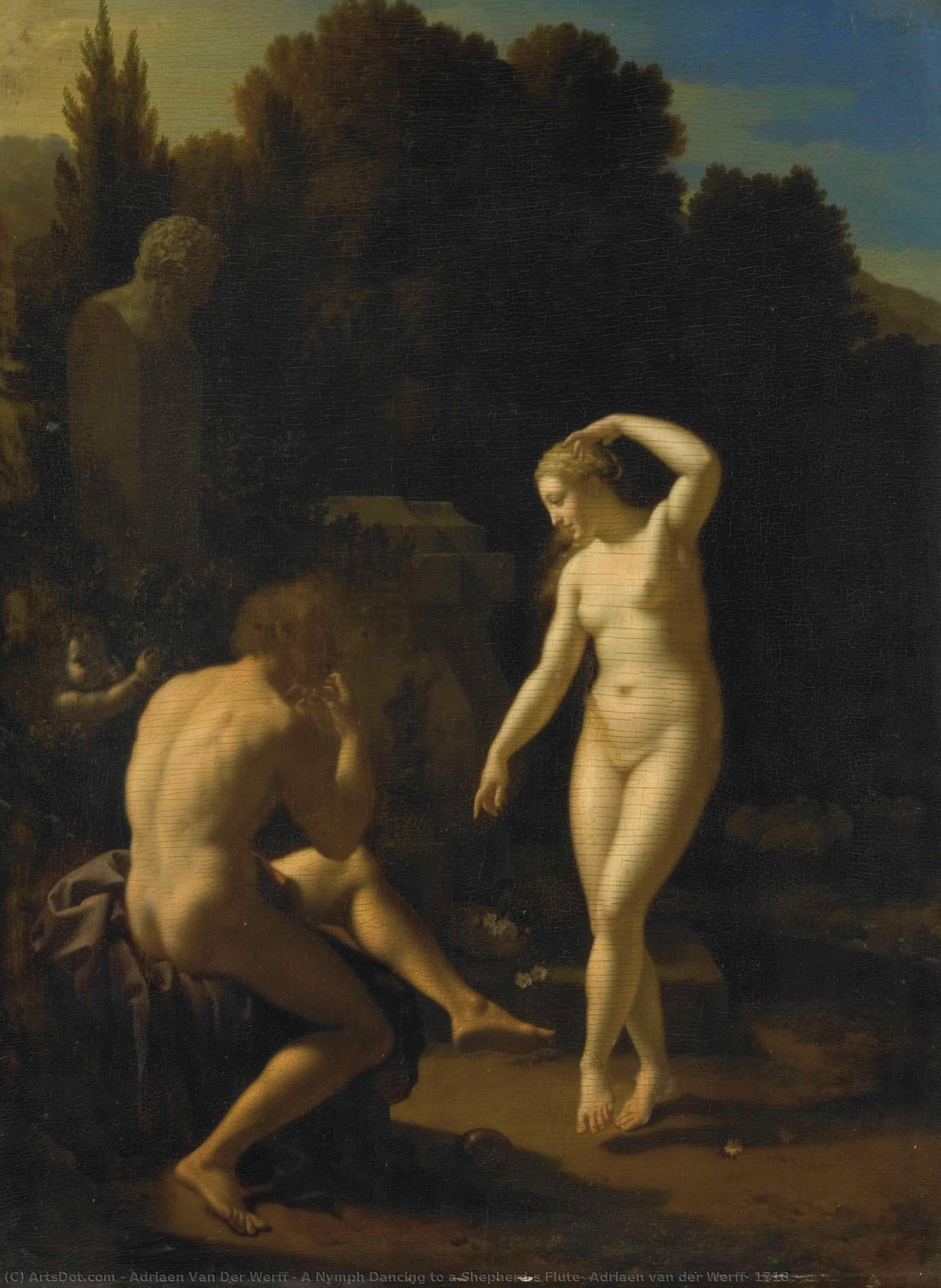 A Nymph Dancing To A Shepherd"s Flute, Adriaen Van Der Werff, 1718 — Adriaen Van Der Werff