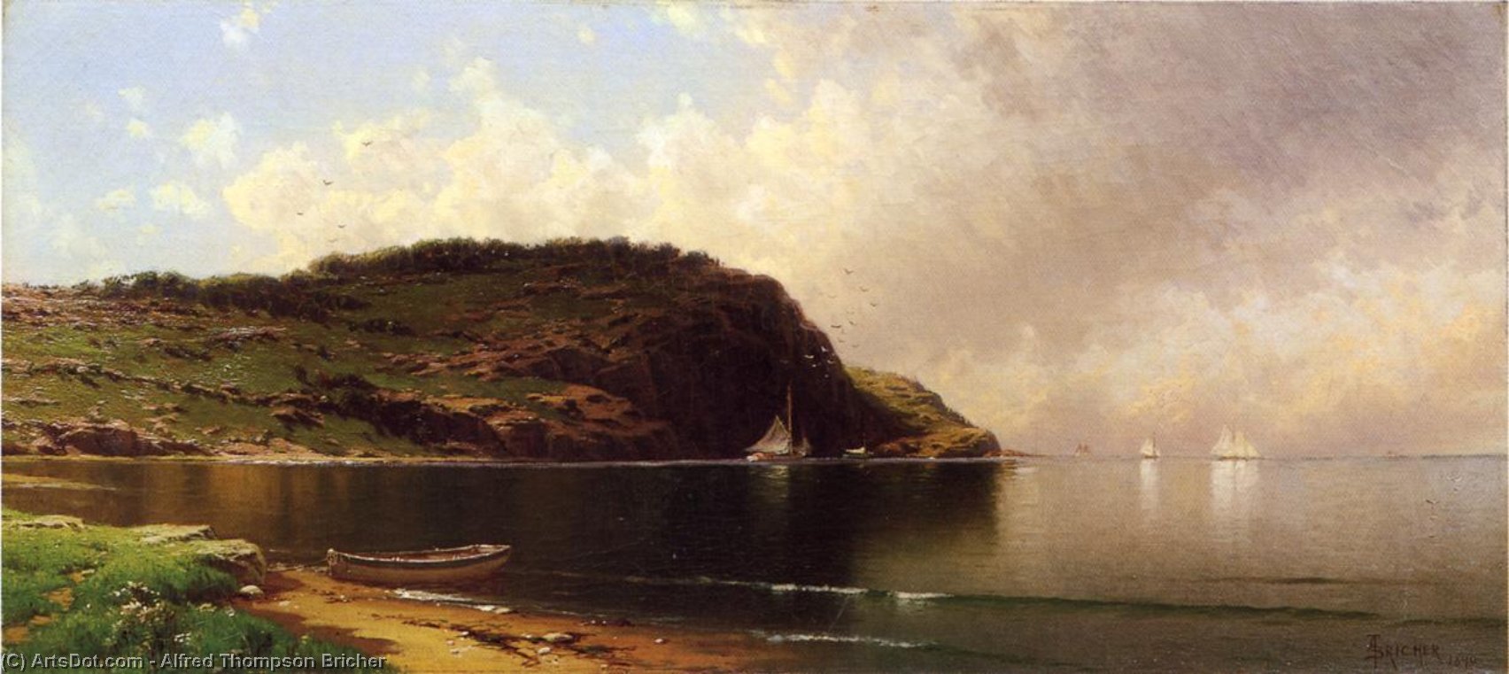 Seascape With Dory And Sailboats — Alfred Thompson Bricher