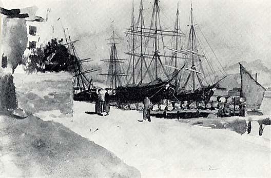 Dock Scene, (painting) — Elizabeth Boott Duveneck