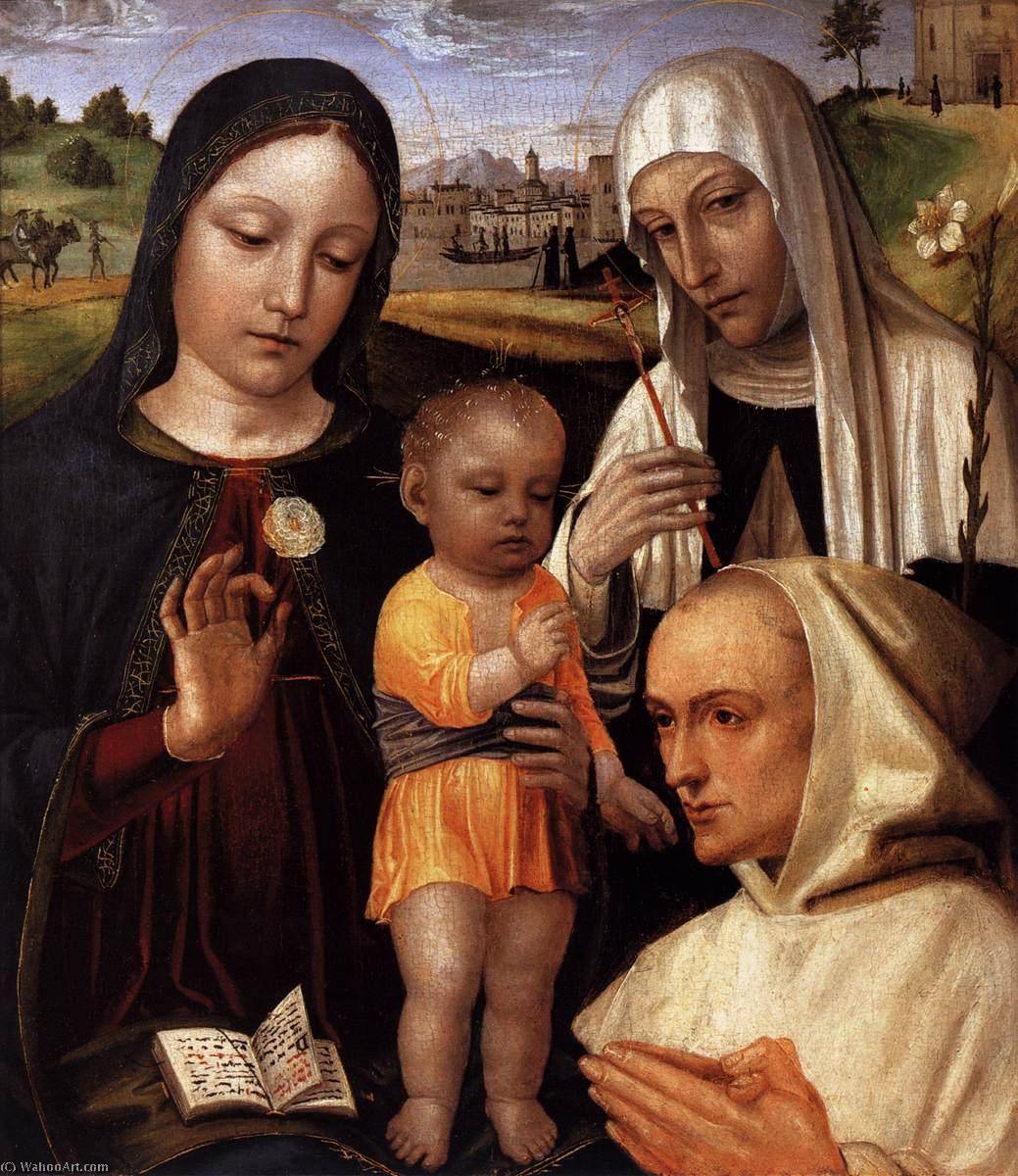 Madonna And Child, St Catherine And The Blessed Stefano Maconi — Ambrogio Da Fossano (ambrogio Bergognone)