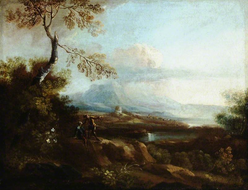 Mountainous Italianate Landscape With Figures — Lukas Moser