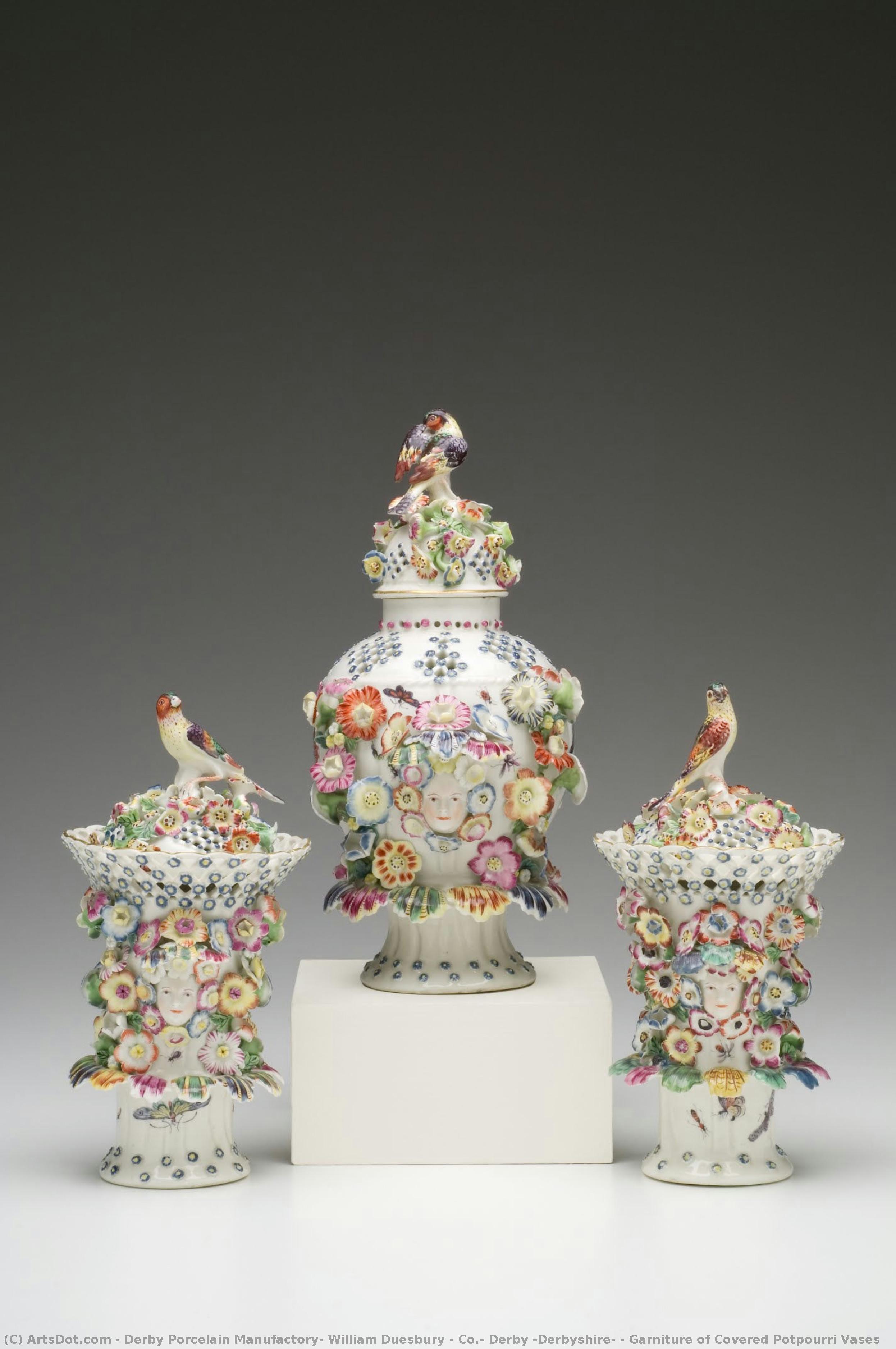 Garniture Of Covered Potpourri Vases — Derby Porcelain Manufactory, William Duesbury & Co., Derby (derbyshire)