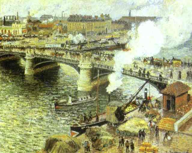 Pont Boieldien In Rouen In A Drizzle — Camille Pissarro