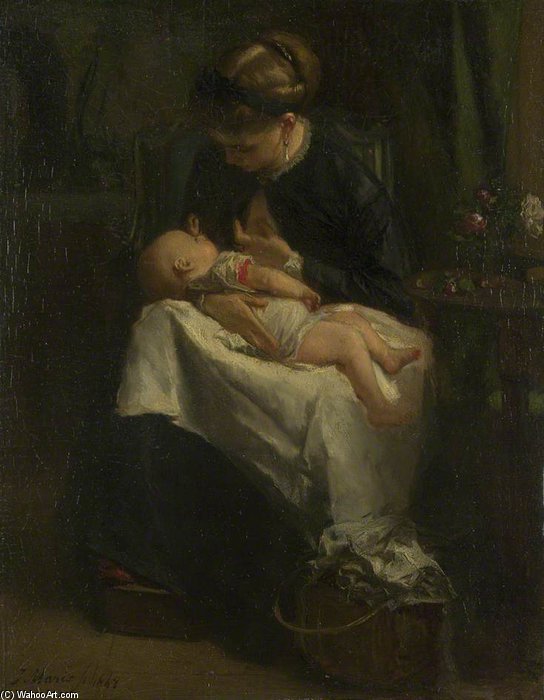 A Young Woman Nursing A Baby — Jacob Henricus Maris