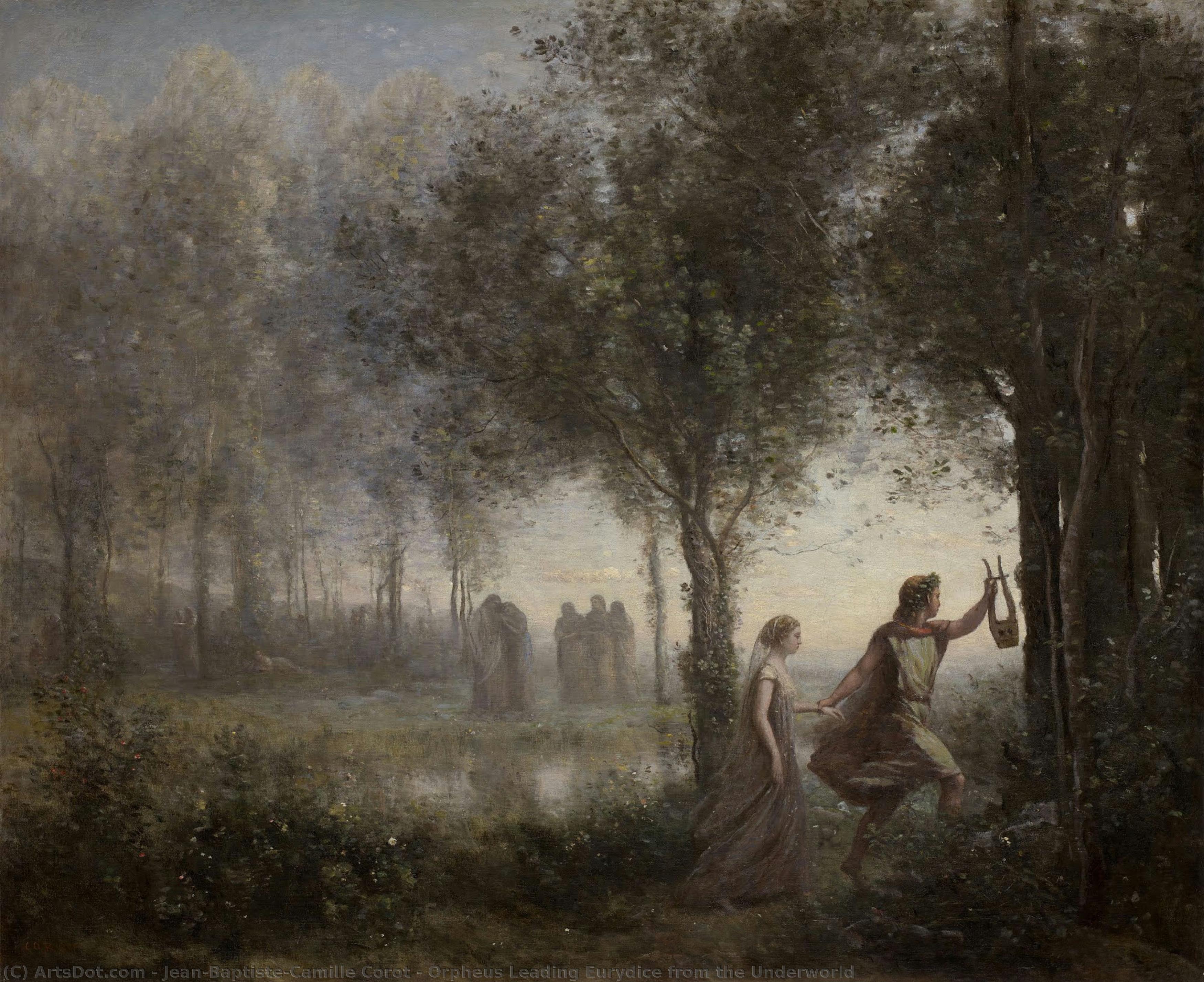 Orpheus Leading Eurydice From The Underworld — Jean-baptiste-camille Corot