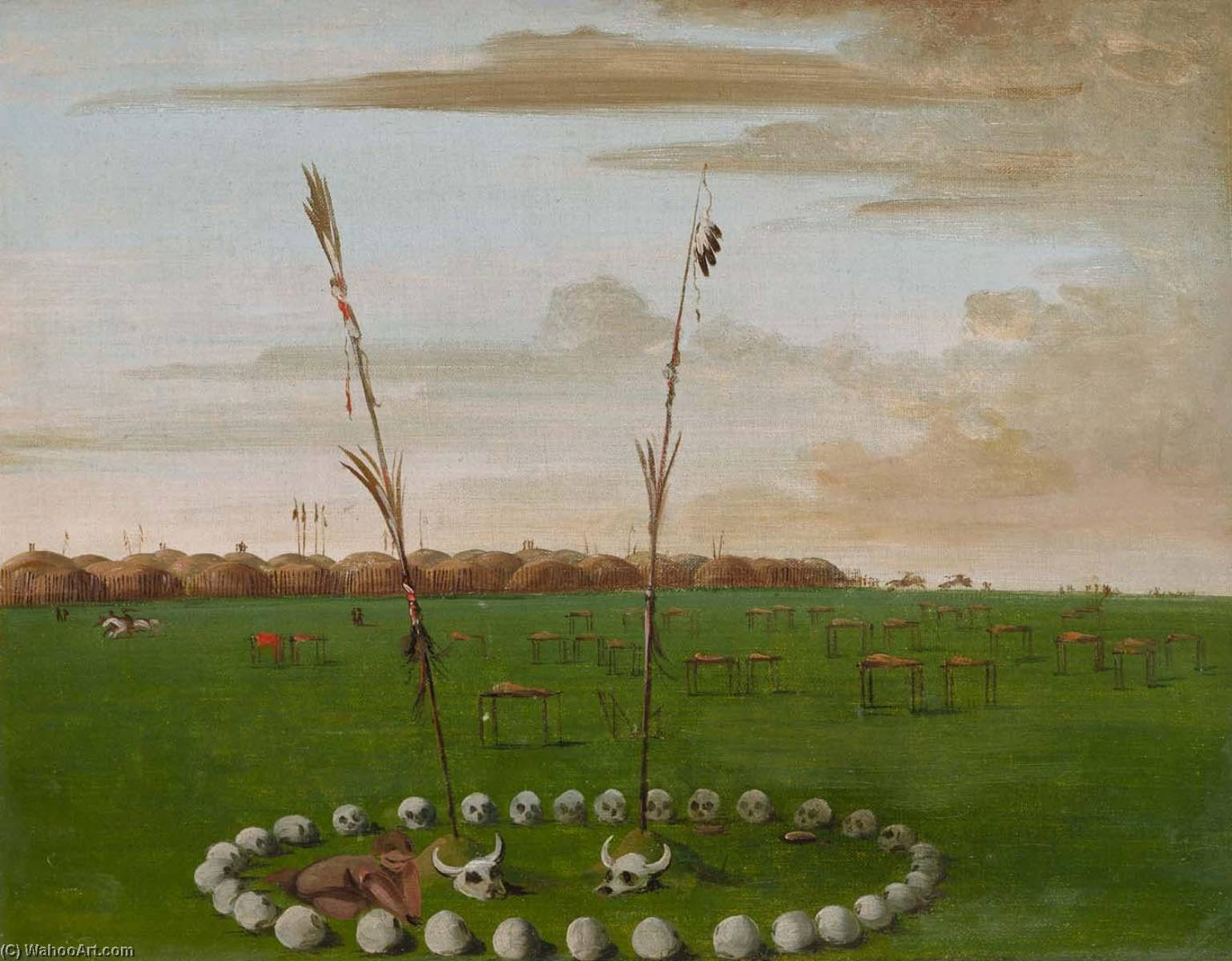 Back View Of Mandan Village, Showing The Cemetery — George Catlin